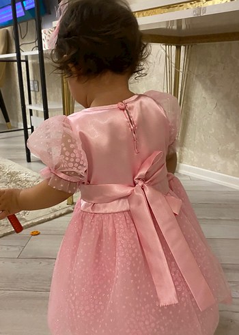 Pembe Fiyonklu Çocuk Abiye Elbise - Görsel 3