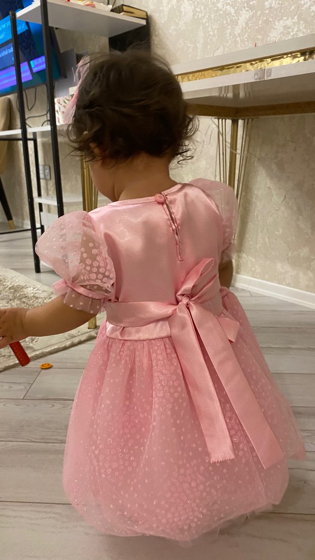 Pembe Fiyonklu Çocuk Abiye Elbise - Görsel 3