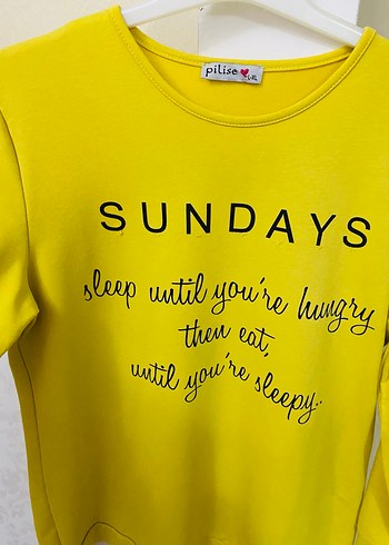 Sarı Baskılı Kadın Sweatshirt - Görsel 2