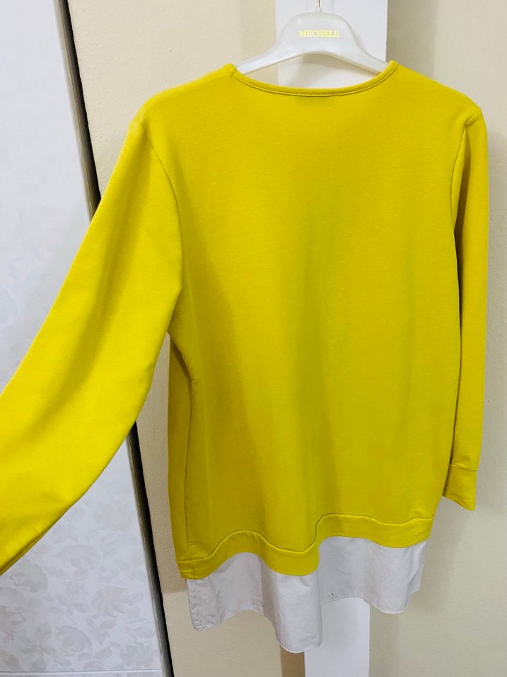 Sarı Baskılı Kadın Sweatshirt - Görsel 4