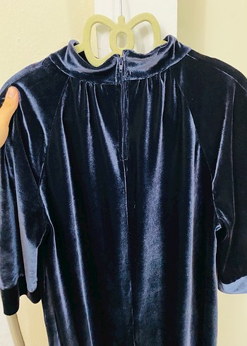 Lacivert Kadife Kadın Uzun Elbise - Görsel 4