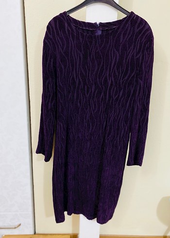 Mor Kadife Dalga Desenli Uzun Kollu Tunik - Görsel 2