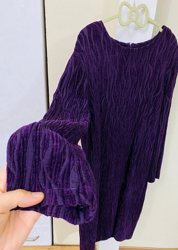 Mor Kadife Dalga Desenli Uzun Kollu Tunik - Görsel 4