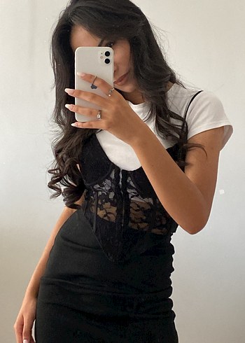 Siyah Dantel crop