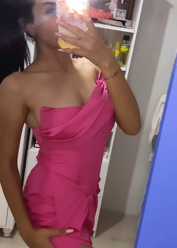 Trendyol & Milla Pembe Straplez Midi Drapeli Abiye Elbise