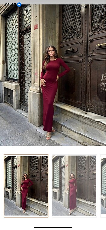 Bordo maxi boy dar elbise