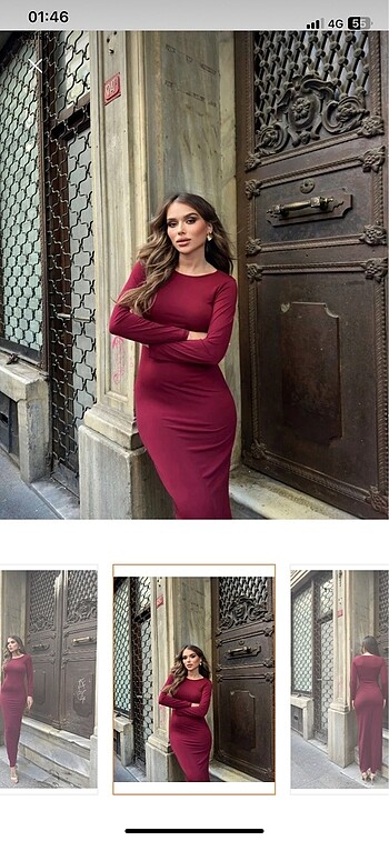 s Beden Bordo maxi boy dar elbise