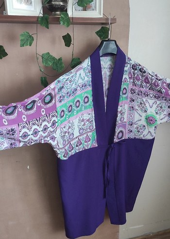 Bohem Mor Desenli Kimono