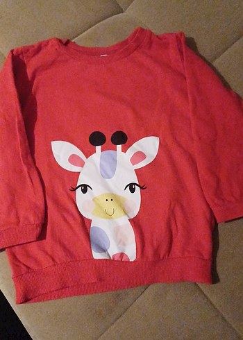 Kız Çocuk Kırmızı Baskılı Sweatshirt