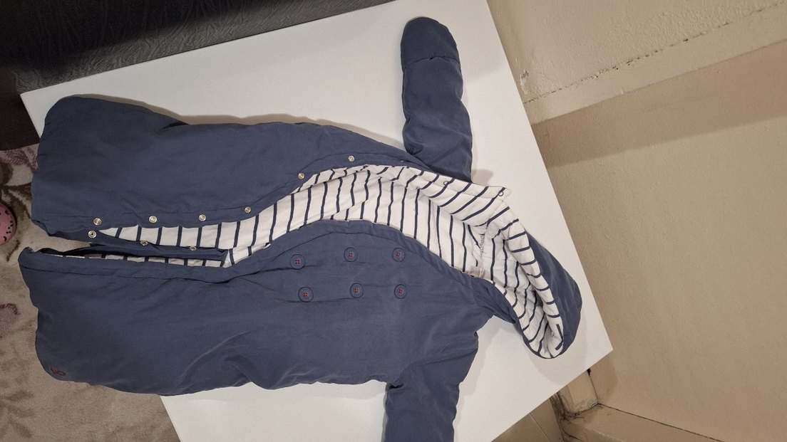 Düğmeli Lacivert Bebek Kışlık Tulumu - Görsel 2