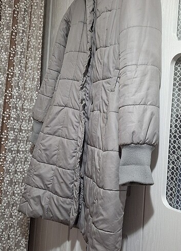 xl Beden gri Renk Sisley ara boy kapitone mont