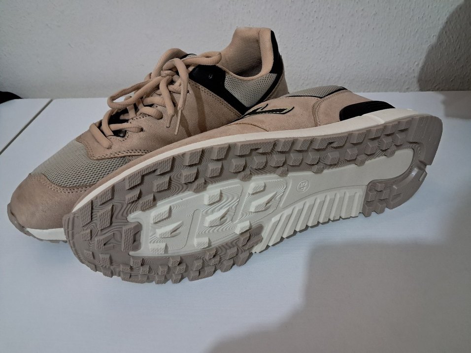 Bej Bağcıklı  Spor Ayakkabı - Görsel 3