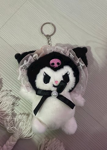 Küçük Siyah-Pembe Peluş Anahtarlık