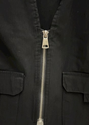 Siyah Mini Fermuarlı Kadın Ceket - Görsel 3