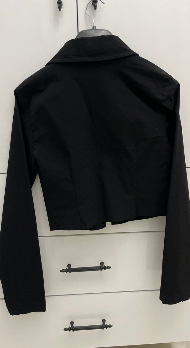 Siyah Mini Fermuarlı Kadın Ceket - Görsel 5