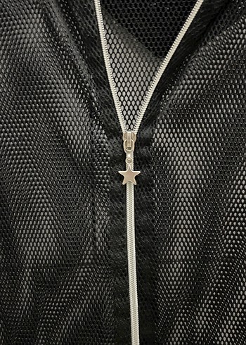 Siyah Fermuarlı Uzun Kadın Ceket - Görsel 2