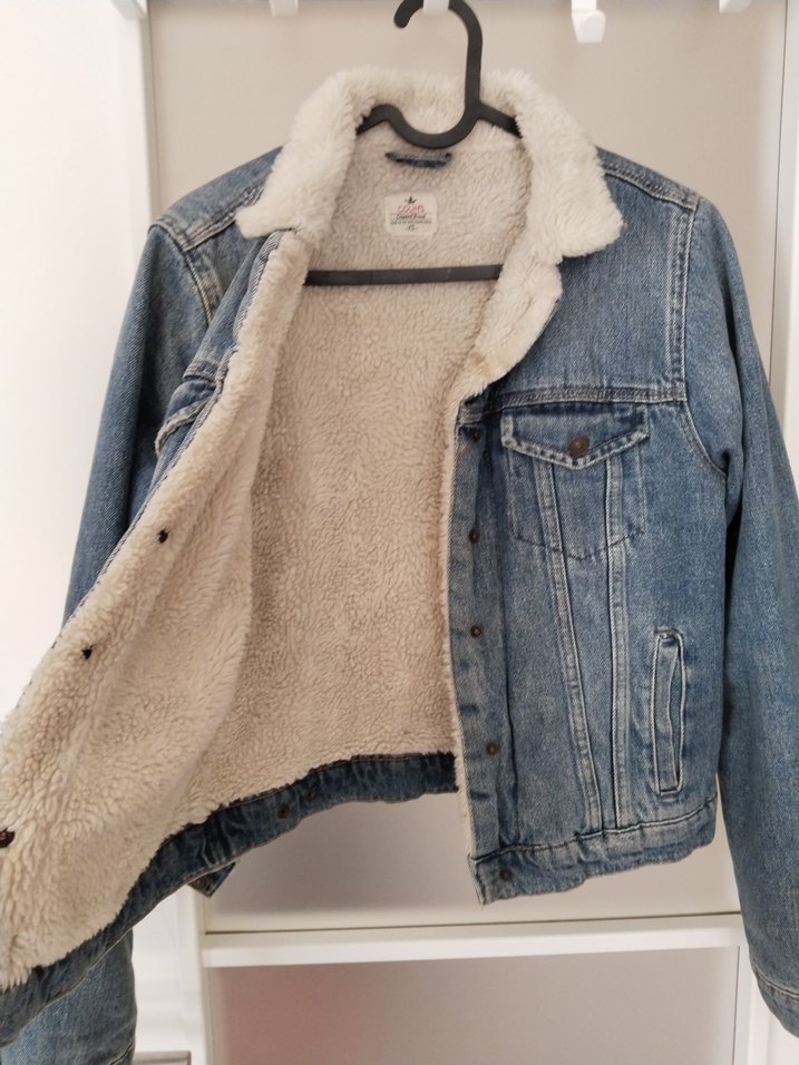 Colins Kadın Kot Ceket Günlük İçi kürklü Peluş Yaka - Görsel 3