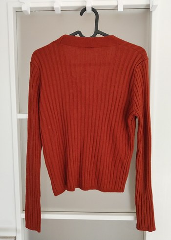 DeFacto Koyu Kırmızı V Yaka Triko Hırka - Görsel 4