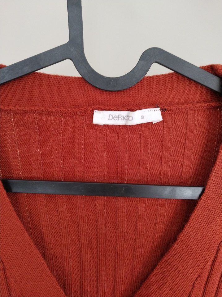 DeFacto Koyu Kırmızı V Yaka Triko Hırka - Görsel 2