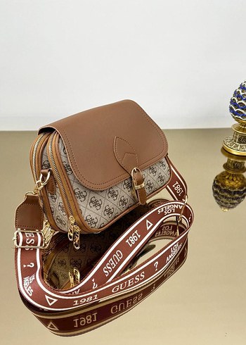 Kahverengi Baskılı Deri Kadın Çanta - Görsel 4