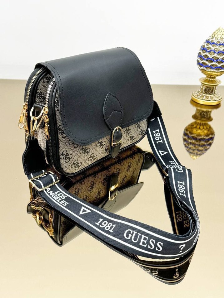 Kahverengi Baskılı Deri Kadın Çanta - Görsel 5