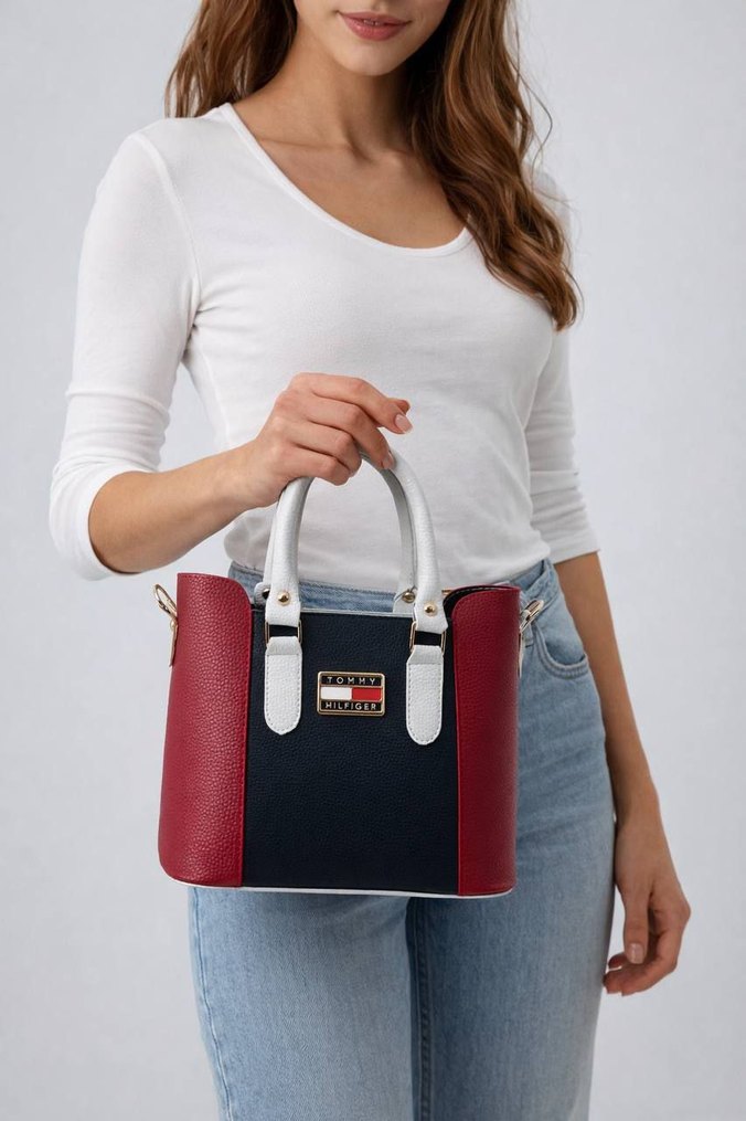 Renkli Desenli Deri Kadın Çanta - Görsel 4