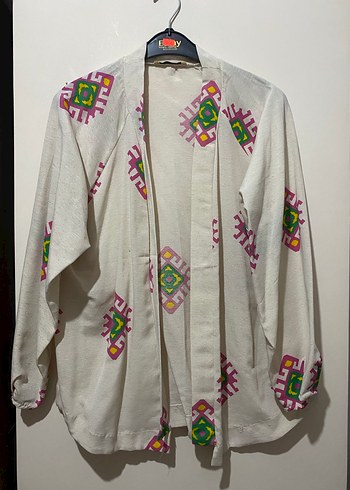 Bohem Beyaz Midi Kimono - Görsel 2
