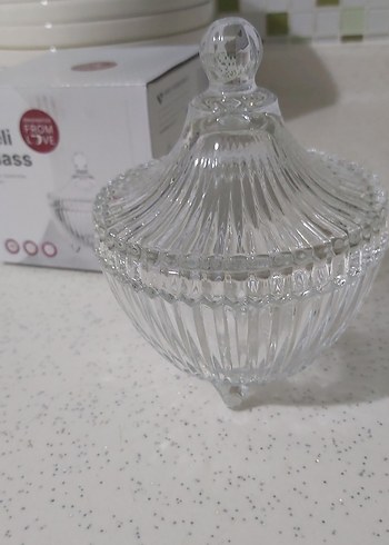 Vintage Desenli Beyaz Cam Şekerlik - Görsel 3