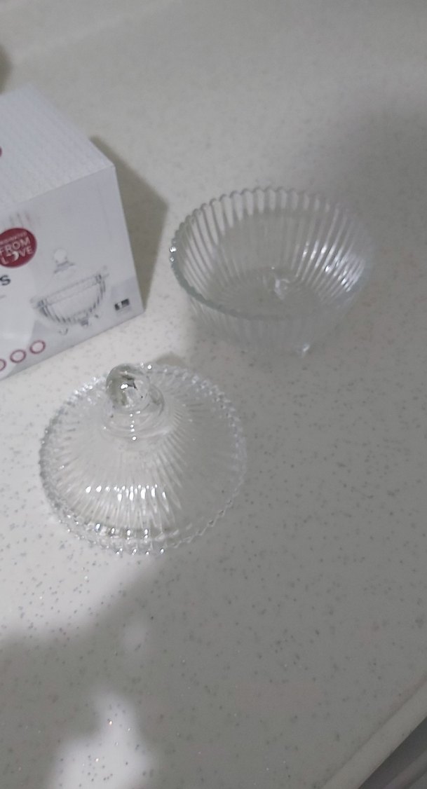 Vintage Desenli Beyaz Cam Şekerlik - Görsel 4