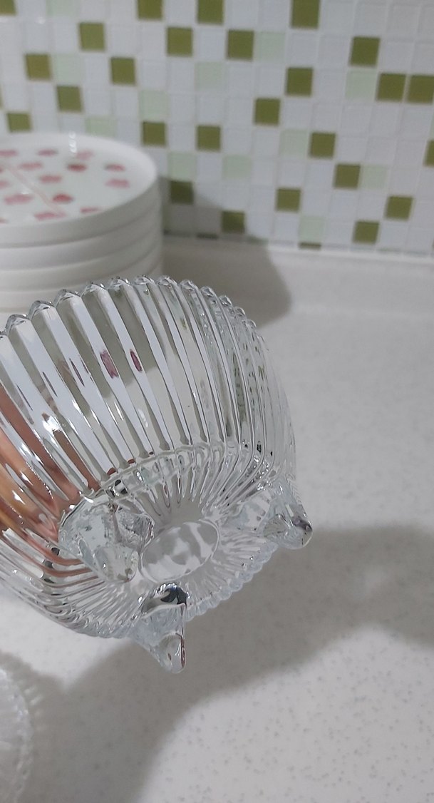 Vintage Desenli Beyaz Cam Şekerlik - Görsel 5