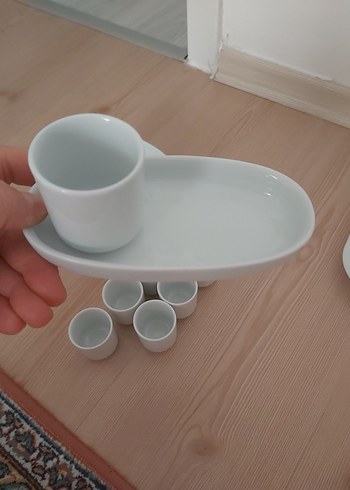 Güral Porselen 20 parça Güral Beyaz porselen Fincan ve Tabak Seti
