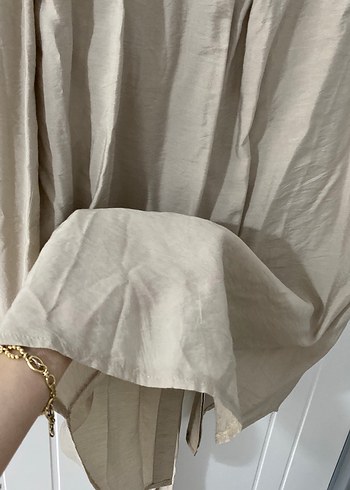 Bej pamuk Salaş Uzun Kollu Gömlek - Görsel 7