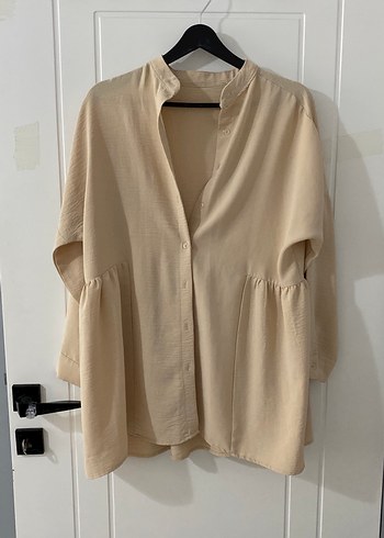 Bej Krep Kadın Uzun Kollu tunik takım - Görsel 5