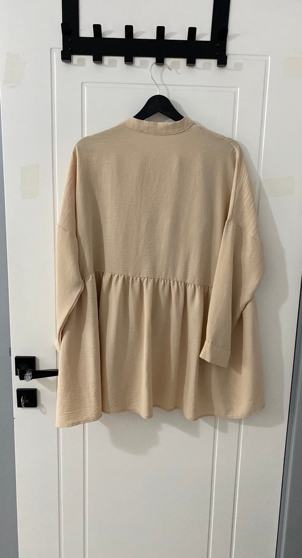 Bej Krep Kadın Uzun Kollu tunik takım - Görsel 4