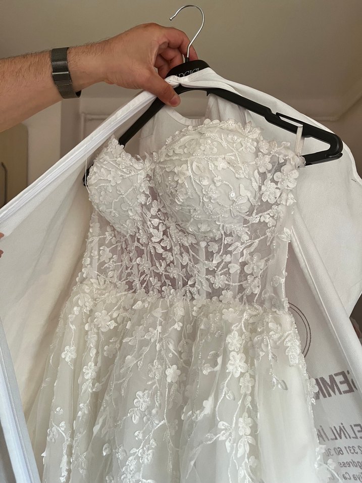 Straplez Beyaz Helen Gelinlik - Görsel 2