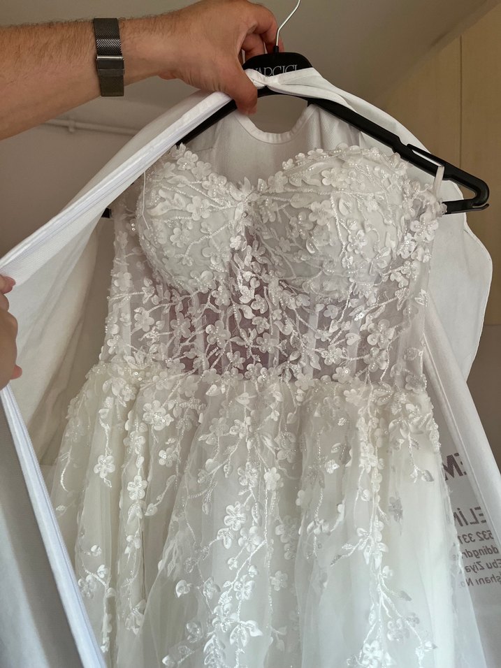 Straplez Beyaz Helen Gelinlik - Görsel 3