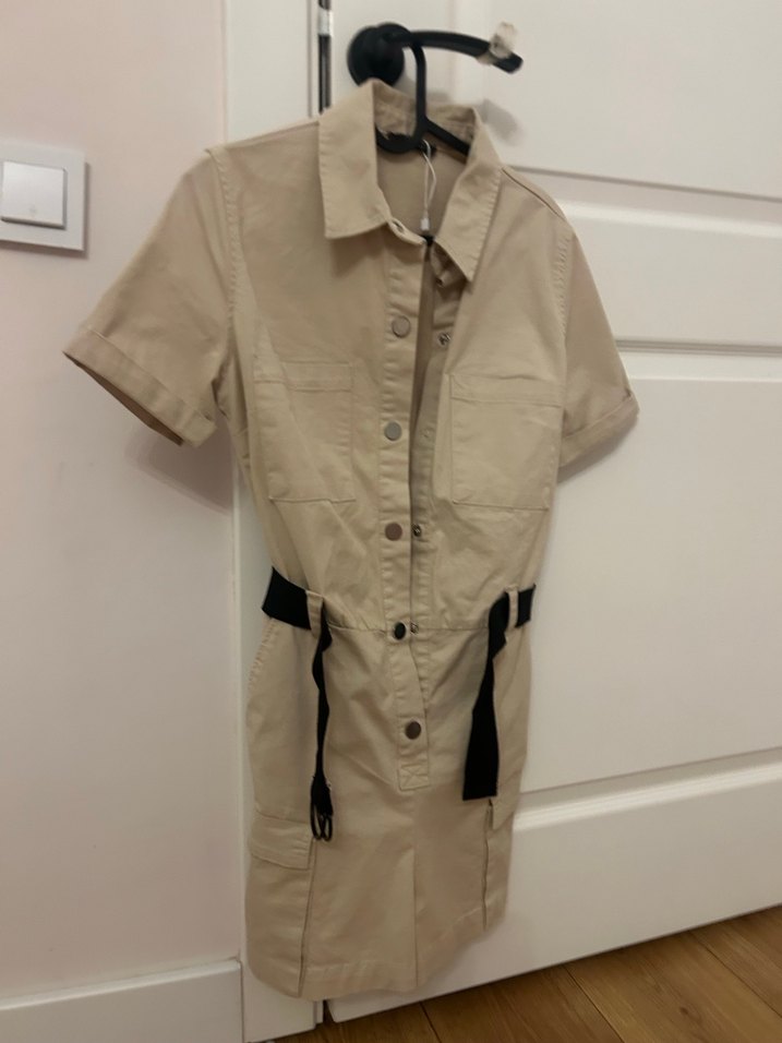 Kemerli Bej Kısa Tulum - Görsel 4