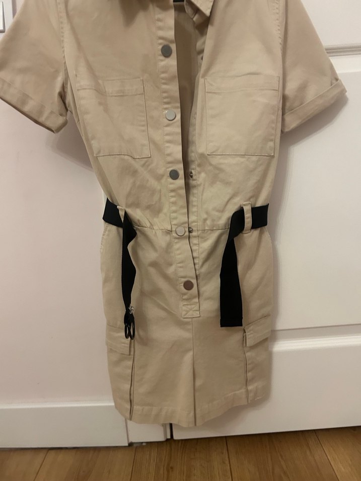 Kemerli Bej Kısa Tulum - Görsel 3