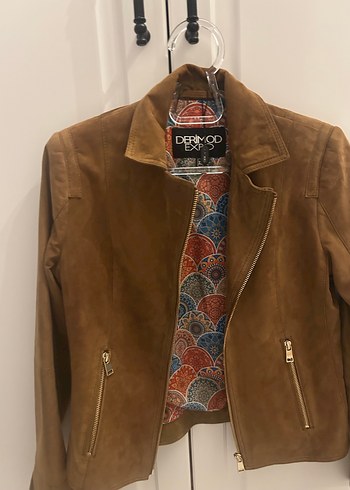 Kadın Kahverengi Süet Biker Ceket - Görsel 3
