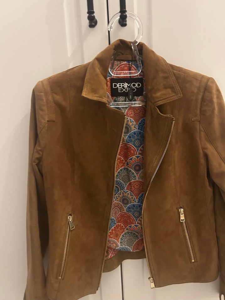 Kadın Kahverengi Süet Biker Ceket - Görsel 3