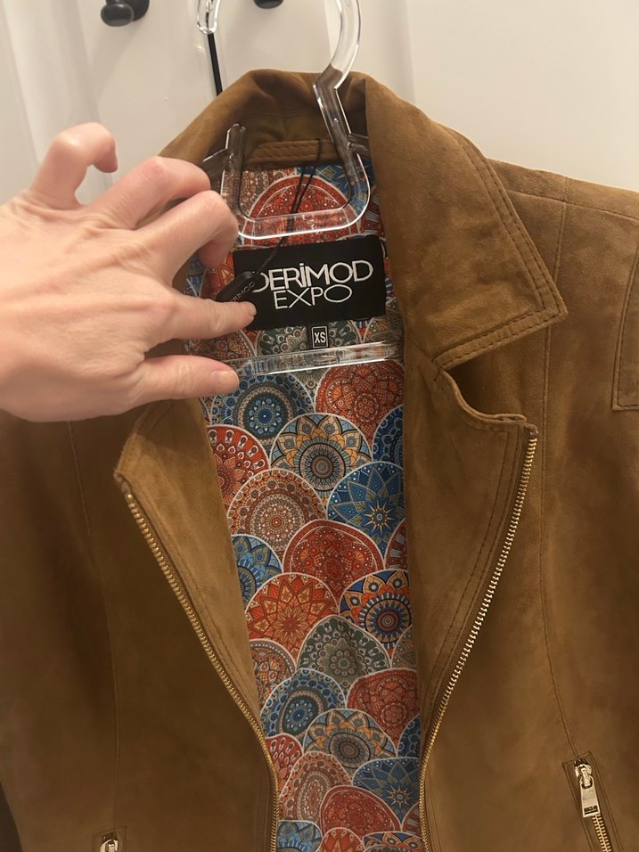 Kadın Kahverengi Süet Biker Ceket - Görsel 2