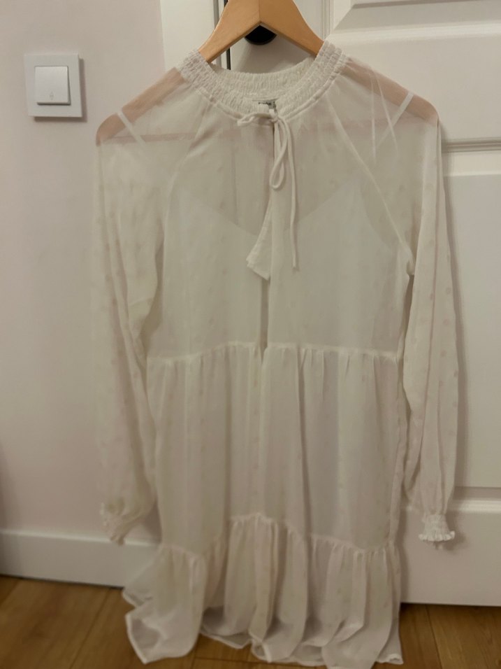 Beyaz şifon bohem ebise - Görsel 3