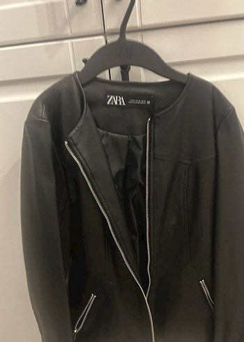 Zara Siyah Deri Biker Ceket - Görsel 2