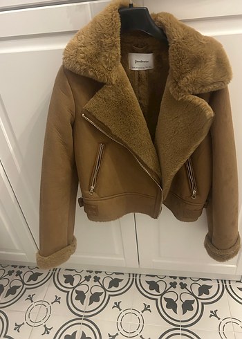 Kürklü Kahverengi Süet Mini Ceket - Görsel 2