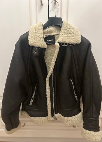 Kürk Detaylı Siyah Deri Biker Ceket - Görsel 3