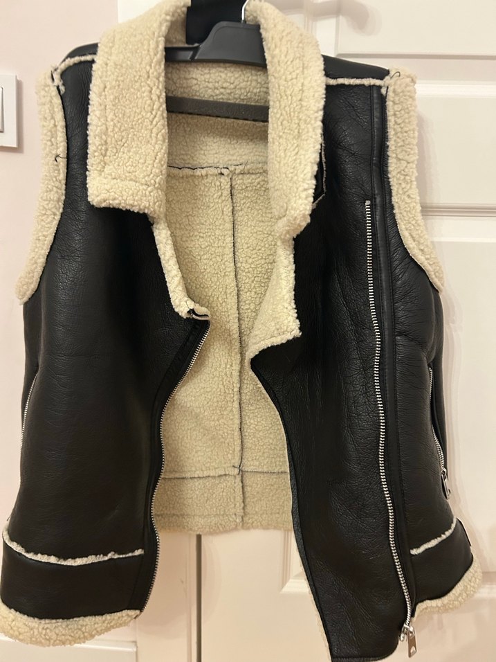 Deri Kürklü Kadın Yelek Siyah - Görsel 2