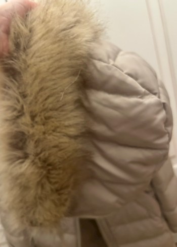 Bej Kadın Kemerli Kışlık Mont - Görsel 7