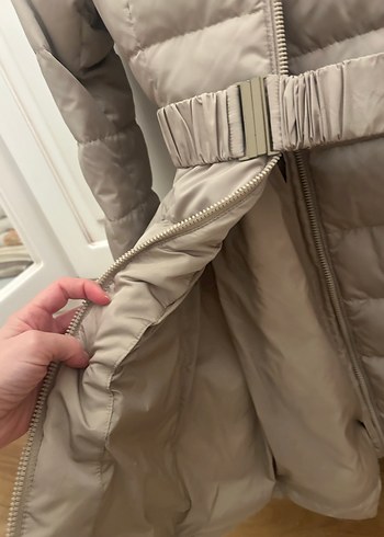 Bej Kadın Kemerli Kışlık Mont - Görsel 8