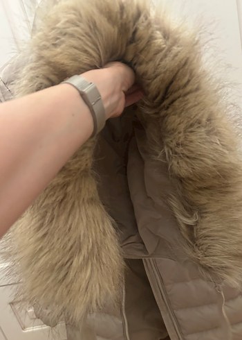 Bej Kadın Kemerli Kışlık Mont - Görsel 6