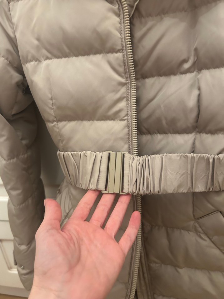 Bej Kadın Kemerli Kışlık Mont - Görsel 2